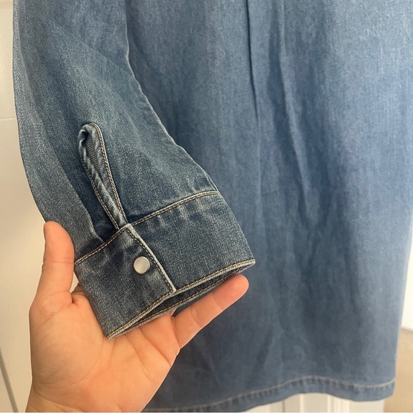 Veronica Beard Wasta Denim Dress in Cornflower Blue Long Sleeve - Picture 8 of 9